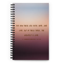 Load image into Gallery viewer, 1 Corinthians 13:13 Earth Spiral notebook