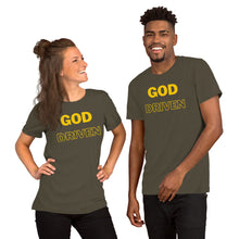 Load image into Gallery viewer, God Driven Short-Sleeve Unisex T-Shirt in Tangellow Print (Matches Caps)