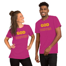 Load image into Gallery viewer, God Driven Short-Sleeve Unisex T-Shirt in Tangellow Print (Matches Caps)
