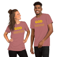 Load image into Gallery viewer, God Driven Short-Sleeve Unisex T-Shirt in Tangellow Print (Matches Caps)