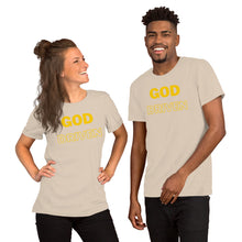Load image into Gallery viewer, God Driven Short-Sleeve Unisex T-Shirt in Tangellow Print (Matches Caps)