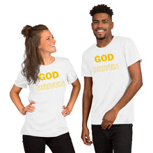 Load image into Gallery viewer, God Driven Short-Sleeve Unisex T-Shirt in Tangellow Print (Matches Caps)