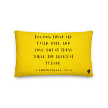 Load image into Gallery viewer, 1 Corinthians 13:13 Golden Garden Premium Pillow 18X18, 20X12, or 22x22
