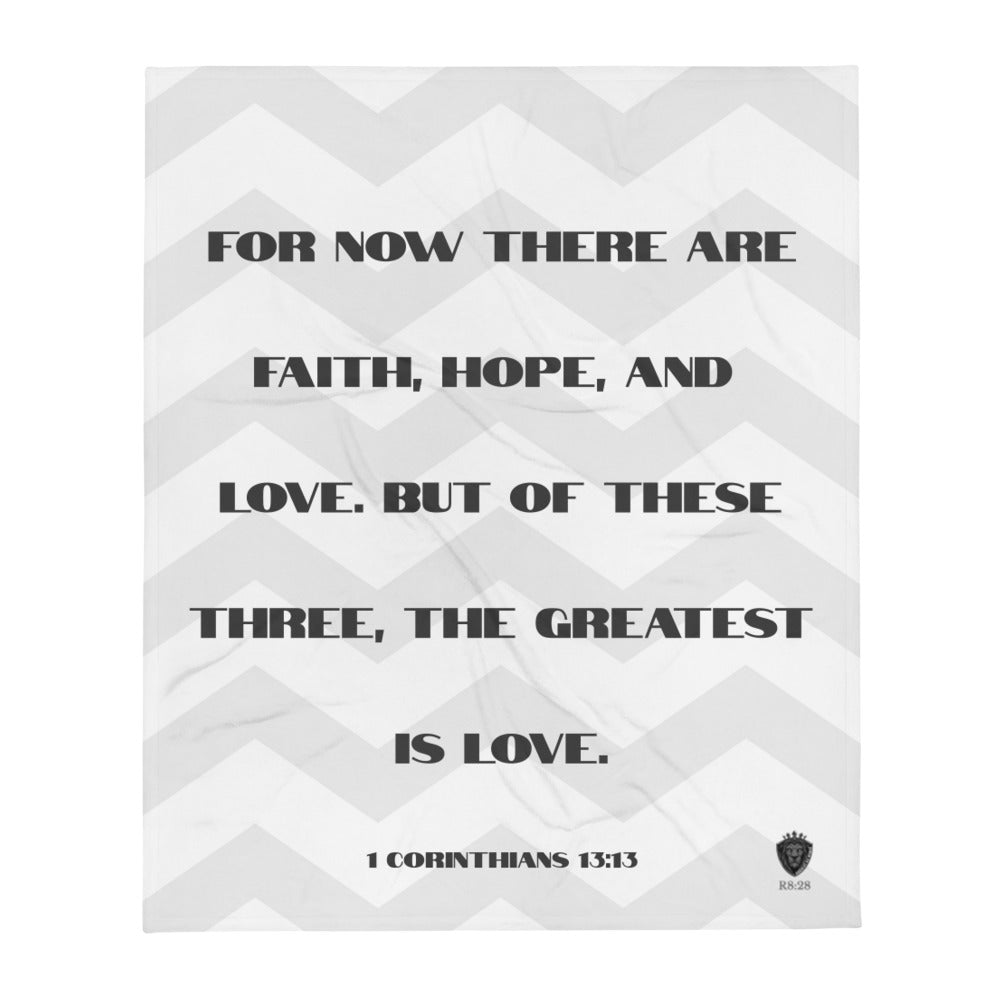 1 Corinthians 13:13 Gray Chevron Throw Blanket