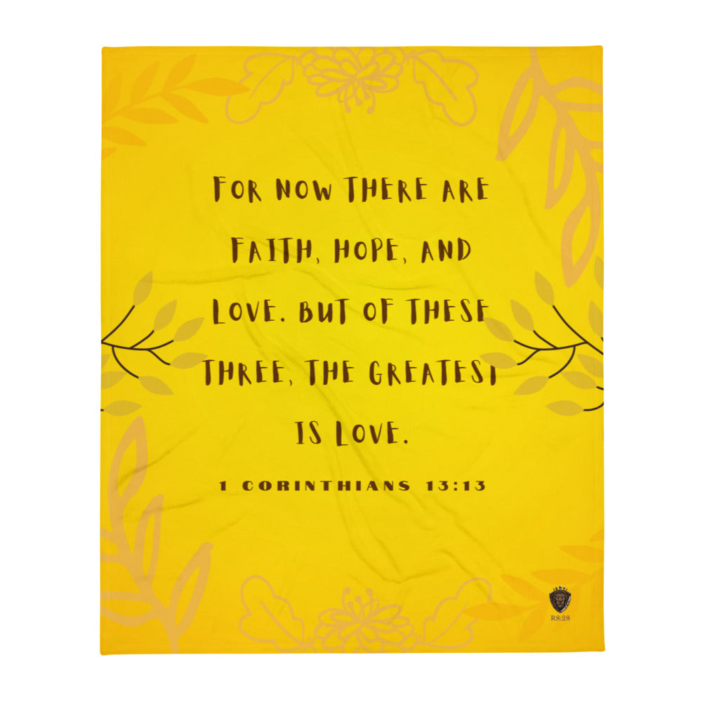 1 Corinthians 13:13 Golden Garden Throw Blanket