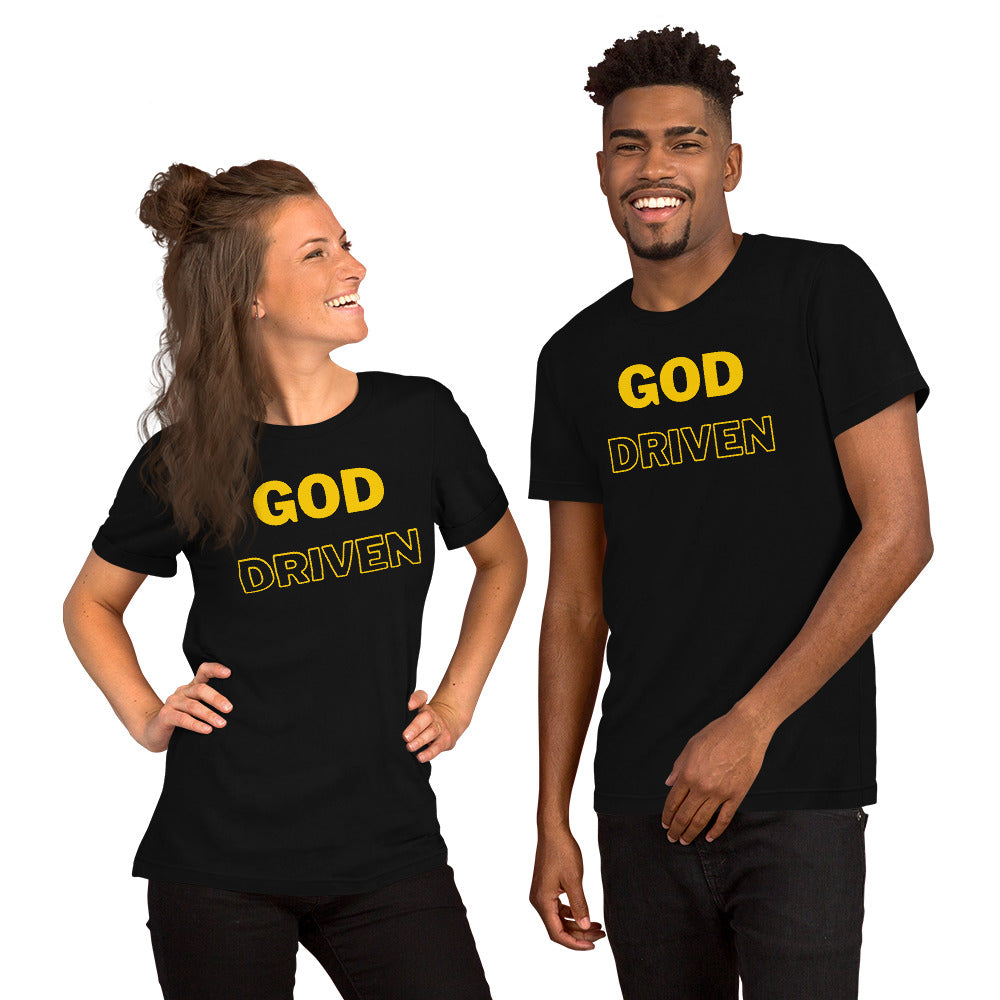 God Driven Short-Sleeve Unisex T-Shirt in Tangellow Print (Matches Caps)