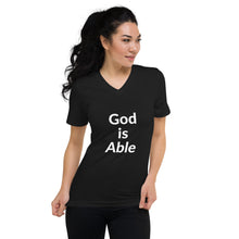 Load image into Gallery viewer, God is Able Unisex Short Sleeve V-Neck T-Shirt
